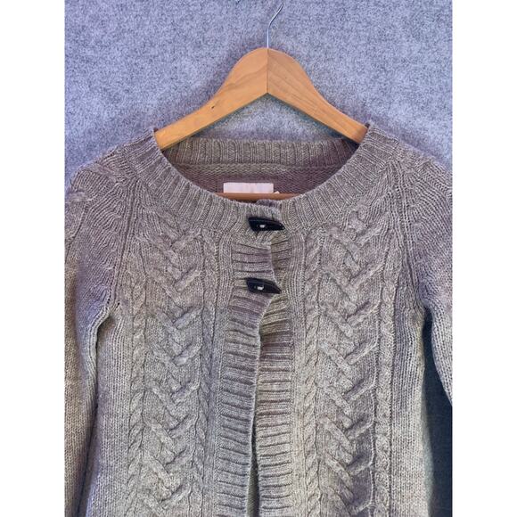 H&M LOGG Tan Two Button Cardigan, Wool and Alpaca Cable Knit, Women’s Size Small - Picture 3 of 9
